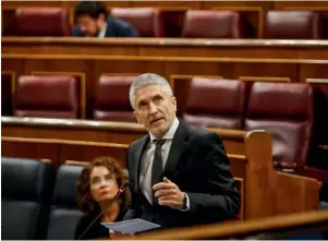  ?? Foto: Congreso de los Diputados ?? El ministro del Interior, Fernando Grande-Marlaska, responde durante la sesión de control al Gobierno.