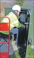  ??  ?? BT engineer Jon Smith connects another customer to superfast broadband.