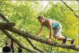  ??  ?? Luke balanciert beim Training der „Natural Athletes“in einem Waldstück in Köln über Äste. Foto: dpa