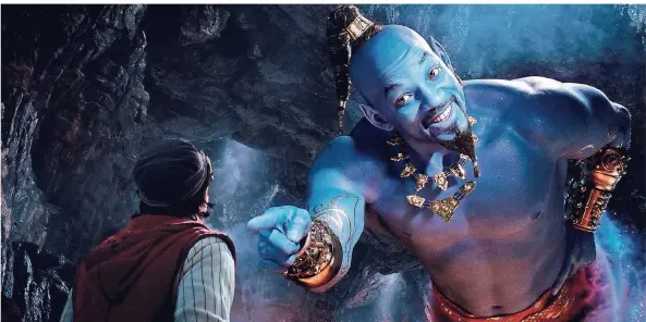  ?? FOTO: EPD ?? Mena Massoud als Strassendi­eb Aladdin und Will Smith als Dschinni in der Neufassung von „Aladdin“. In der Zeichentri­ckfassung hat Robin Williams den Dschinni gesprochen.