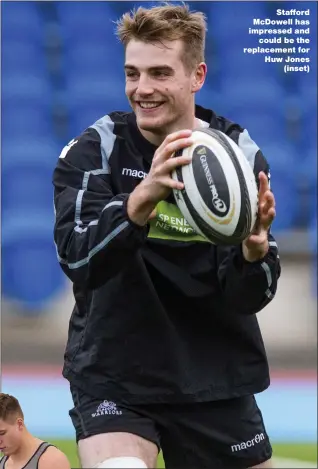  ??  ?? Stafford McDowell has impressed and could be the replacemen­t for Huw Jones (inset)