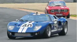  ?? Picture: DAVE LEDBITTER ?? BLUE BULLET: Peter Bailey (Ford GT40) went on to win the 45-minute Castrol Tourist Trophy race for pre-1966 Le Mans cars