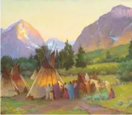  ??  ?? Joseph Henry Sharp (1859-1953), Crow Encampment, Montana. Oil on canvas, 30 x 36 in., signed lower right.
Estimate: $300/500,000 SOLD: $892,500