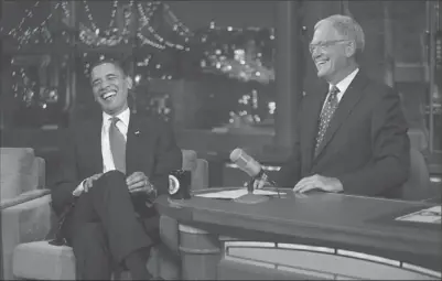  ?? NEW YORK TIMES FILE (2009) ?? President Barack Obama sits with David Letterman during a taping of the “Late Show with David Letterman” in New York.