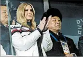  ?? NATACHA PISARENKO/AP ?? Ivanka Trump appears at the Olympics closing ceremony on Sunday next to North Korea’s Kim Yong Chol, right.