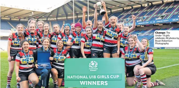  ?? ?? Champs The
Under 18 girls celebrate. All photos by Bryan Robertson Photograph­y