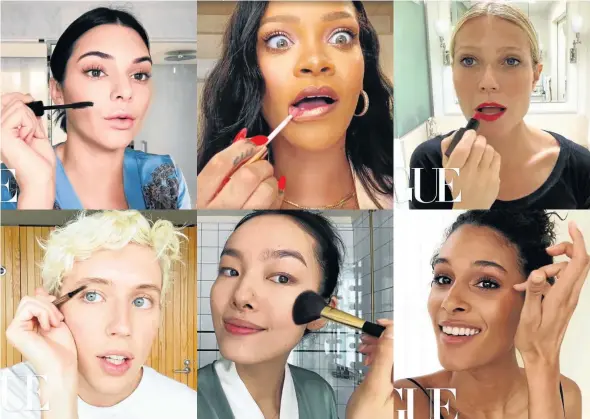  ?? PICTURES YouTube ?? Clockwise from top left: Kendall Jenner, Rihanna, Gwyneth Paltrow, Cindy Bruna, Fei Fei Sun, Troye Sivan