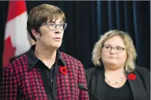  ?? GREG SOUTHAM ?? Health Minister Sarah Hoffman, right, and Chief Medical Officer of Health Karen Grimsrud discuss Bill 28 Monday in Edmonton.