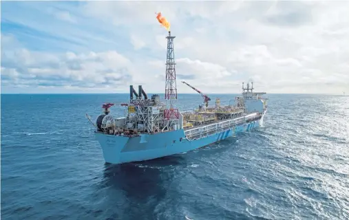  ??  ?? HARD WORK: Floating production storage and offloading vessel Aoka Mizu at Hurricane Energy’s Lancaster field west of Shetland