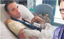  ??  ?? INJURED JJ recovers in hospital after Afghanista­n blast