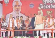  ?? PTI PHOTO ?? Prime Minister Narendra Modi during the Gujarat Vikas Rally in Surat on Thursday.