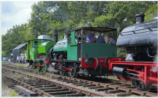  ??  ?? Three of the four locomotive­s from the September 2014 Light Railway Gala line up in the loop. Left to right, Wissington, the East Anglian Railway Museum’s Bagnall Jubilee and Bagnall W/No. 2565.