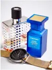  ??  ?? Right: Nathan loves his aftershave. Among his favourites are Terre d’hermès and Tom Ford Costa Azzurra Acqua. His Preston Smith watch is his only piece of jewellery and was a gift from his partner Jamie