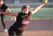  ?? SHAUN HOLKKO — DAILY DEMOCRAT ?? Woodland Christian junior pitcher Emily Garcia delivers a pitch during an 11-5win against Ben Holt College Prep Academy of Stockton on Wednesday at Tyson Miller Memorial Field.