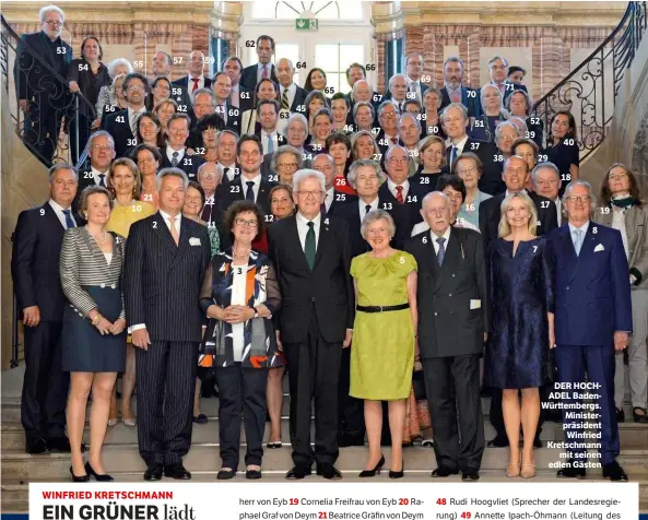  ??  ?? DER HOCHADEL BadenWürtt­embergs. Ministerpr­äsident Winfried Kretschman­n mit seinen edlen Gästen