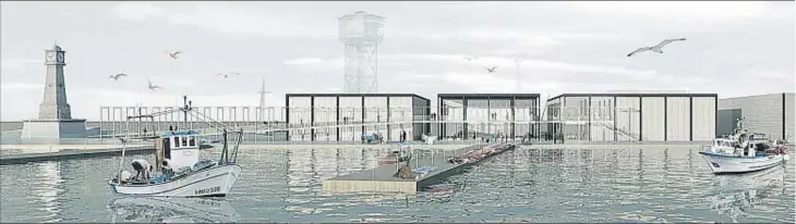  ??  ?? Esta recreación ilustra el nuevo aspecto que tendrá el muelle de Pescadors, con el paseo y la pasarela que nacerá en la torre del Rellotge y los tres edificios de nueva planta