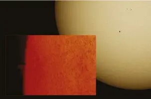  ??  ?? Modern speciality filters, such as those used to view the Sun’s H-alpha emissions, can produce new ways to view infrequent events such as the transit of Mercury