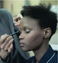  ?? PICTURE: SUPPLIED ?? Thuli having her make-up done for the Forever New shoot. She says getting into modelling was not easy but she persisted.