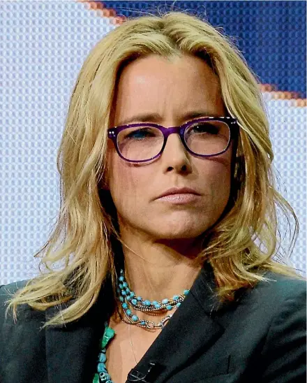  ??  ?? Tea Leoni says she worries how her political drama can compete with the real-life craziness of the White House in the last few months.