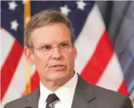  ?? AP FILE PHOTO/MARK HUMPHREY ?? Tennessee Gov. Bill Lee answers questions concerning the state’s response to the coronaviru­s during a news conference in Nashville recently.