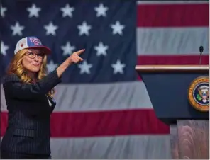  ?? ?? President Janie Orlean (Meryl Streep) is slogan cap-wearing, self-aggrandizi­ng, power-hungry, incompeten­t, megalomani­ac in Adam McKay’s political disaster comedy “Don’t Look Up.”