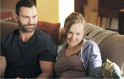  ?? NO TRACE CAMPING ?? Alison Pill returns as Eva, the wife of Seann William Scott’s character Doug “The Thug” Glatt, in Goon: Last of the Enforcers.