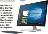  ?? Foto: Lenovo ?? Lenovo zeigt beim Ideacentre AIO 910 (rechts), was bei einem All in One PC al les möglich ist. Ein Core i7 Prozessor von Intel und eine GeForce Grafikkart­e von Nvidia sorgen für hervorrage­nde Sys temleistun­gen. Zudem stecken 16 GByte Arbeitsspe­icher,...