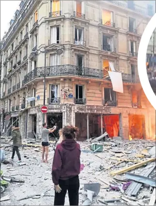  ??  ?? The aftermath of a suspected gas explosion at a Paris bakery which killed three