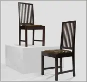  ??  ?? The dining chairs, above, designed by Charles Rennie Mackintosh, left, for his friend William Douglas