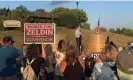  ?? ?? Lee Zeldin stands onstage after an attack on him during an event in Fairport, New York, on 21 July. Photograph: Ian Winner/
