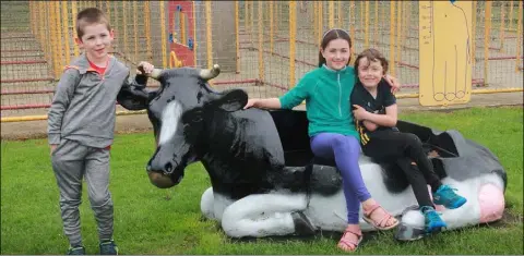  ??  ?? George Eckersley with his cousins, Charlotte and Dylan Smith at Kia Ora Mini Farm.