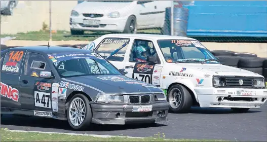  ??  ?? Overall Midas Clubman winner Jesse Huggett (70), and Achmat Achmat (47), are seen here side by side during their epic battle at Killarney on Saturday.