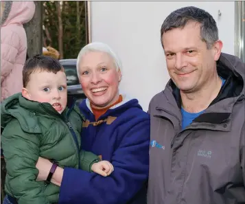  ??  ?? Harrison, Jen and Eoin Quinn at the switching on of the Christmas lights in Newtown.