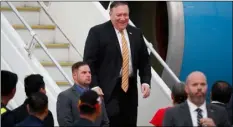  ??  ?? U.S. Secretary of State Michael Pompeo smiles as he arrives at the Subang military airport in Subang, Malaysia, on Thursday. AP Photo/VIncent thIAn