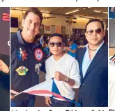  ??  ?? Matchmaker Sean Gibbons (left) with ALA Boxing president Michael Aldeguer (right) and the Philippine­s’ three-division world champion Donnie Nietes