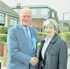  ?? Mrs May with West Lancashire Council Conservati­ve leader David Westley ??