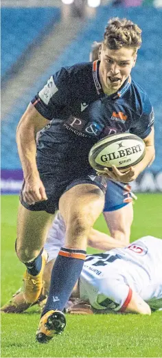  ??  ?? FIRST TRY: Jack Blain scores for Edinburgh last night.