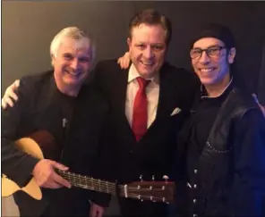  ??  ?? Anthony Kearns with Laurence Juber (left), former Wings’ lead guitarist, and Martin Guigui, the filmmaker, composer and Grammy nominee.