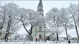  ?? BEN GARVER - VIA THE ASSOCIATED PRESS ?? Trees are covered with snow Tuesday in Pittsfield, Mass. The Northeast was bracing for a storm due to last into today.