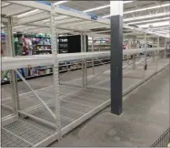  ?? PHOTO PROVIDED ?? The shelves of the paper product aisle at Walmart in Halfmoon are completely empty.
