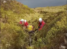  ?? Photo: DWMRT). ?? Dublin-Wicklow Mountain Rescue Team members at a training excercise at the Glencree Centre of Peace and Reconcilia­tion last month (