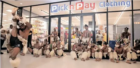  ?? ?? A ZULU dance was one of the performanc­es that entertaine­d the shoppers at the Oceans Mall in umhlanga, as it opened its doors to the public.