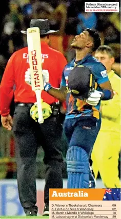  ?? PIC BY PRADEEP DILRUKSHAN­A ?? Pathum Nissanka scored his maiden ODI century