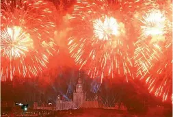  ?? GETTY ?? A view from the terrace of Moscow’s Sakhalin restaurant of fireworks marking the 75th anniversar­y of victory in World War II.