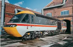  ??  ?? Back in its original Intercity Swallow livery as record-breaker No. 43012, the HST power car will be preserved once withdrawn in May. EMR