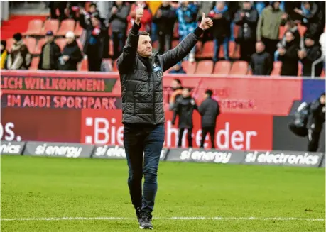  ?? Foto: Roland Geier ?? Will den nächsten Erfolg: Der FC Ingolstadt feierte zuletzt zwei Siege. Am Sonntag ist Trainer Michael Köllner mit den Schanzern bei seinem Ex-Verein 1860 München zu Gast.