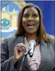  ?? AP PHOTO/RICHARD DREW, FILE ?? New York Attorney General Letitia James