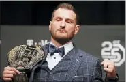  ?? JOHN LOCHER — THE ASSOCIATED PRESS ?? Stipe Miocic poses during a news conference for UFC 226 in Las Vegas on July 5, 2018.