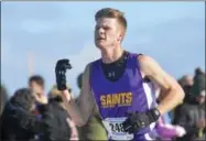  ?? DAVID M. JOHNSON - DJOHNSON@DIGITALFIR­STMEDIA.COM ?? Saratoga Catholic’s Kevin Cronin placed 26th in the Class D race at the NYSPHSAA Cross Country Championsh­ips Saturday at Wayne High School.