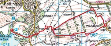  ??  ?? Distance: 10km/6¼ miles Ascent: 120m/400ft
Time: 2-3 hours Grading: Moderate route following good tracks and paths, muddy in places, with a couple of sections of ascent. Keep dogs under close control around Harelaw Cairn where sheep graze
Start/finish: Willie Clarke Centre, Lochore Meadows Country Park, two miles north of
Lochgelly on B920 (Grid ref: NT 170961)
Map: Ordnance Survey 1:50,000 Landranger sheet 58; Ordnance Survey 1:25,000 Explorer sheet 367
Tourist Informatio­n: Willie Clarke Centre, Lochore Meadows Country Park, Lochore, Fife KY5 8BA (Tel 01592 583343) Public transport: Stagecoach Fife bus services 19, 20A and 81 serve Lochore